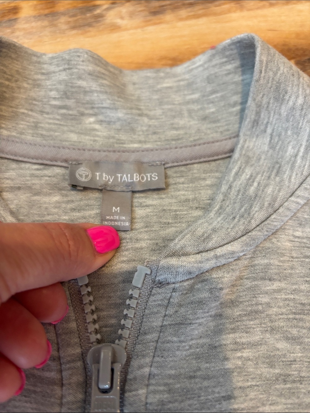 Talbots Light Gray Wide-Leg Lounge Pants with Matching Zip Jacket - Picture 7 of 9